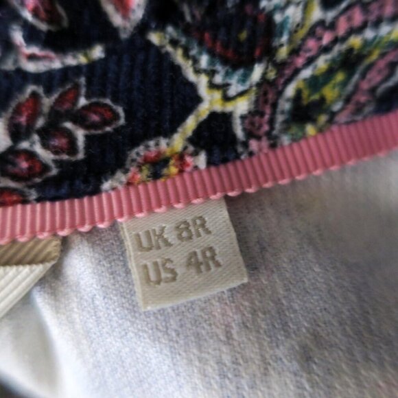 Boden Women's Dress Ruffle Stretch Corduroy Floral Paisley Pockets Prairie US 4R - Picture 4 of 7